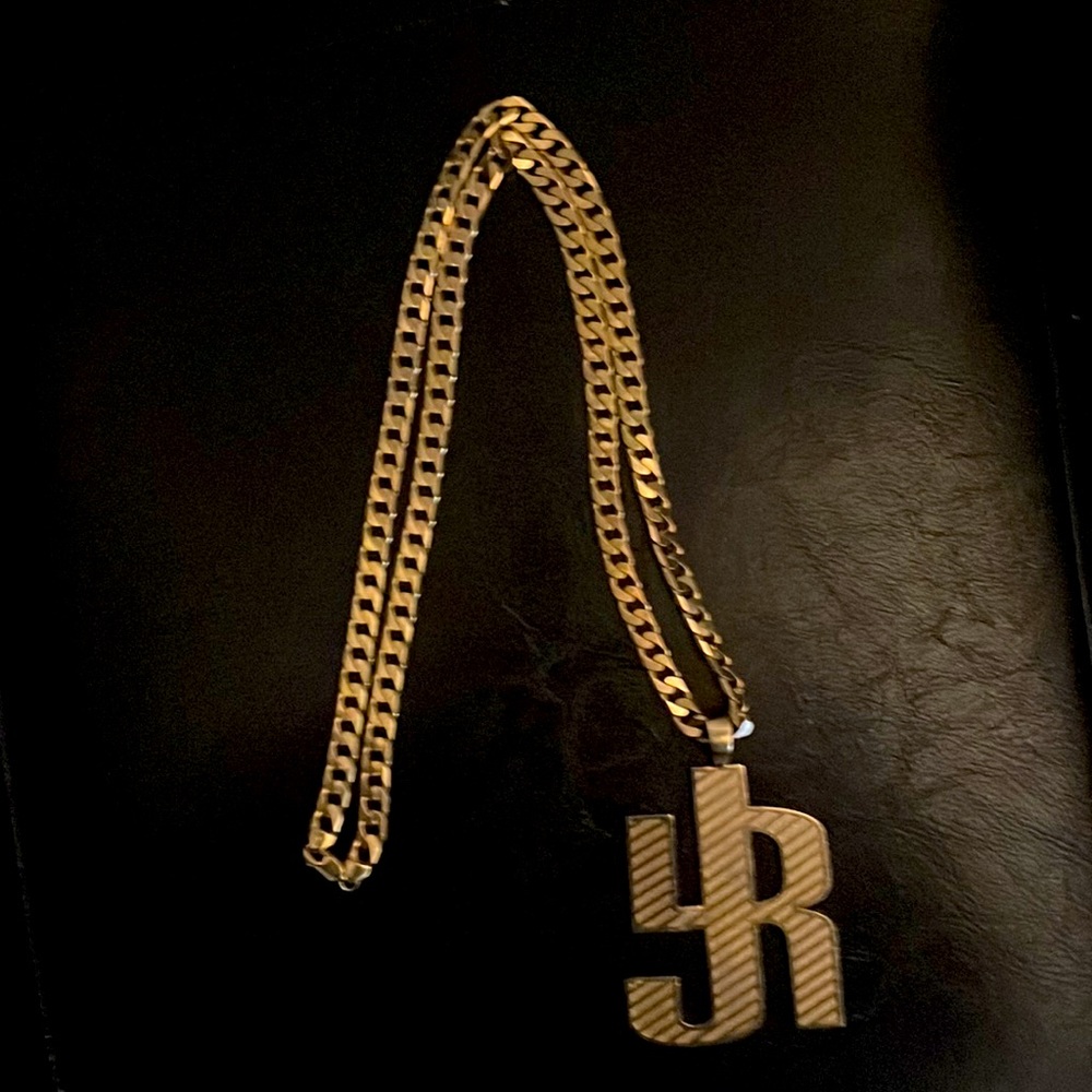 Z-Shaped 10k gold Chain with 14k gold JLR CHARM. … .